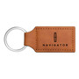 Lincoln Rectangular Brown Leather Key Chain - Navigator