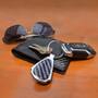 Lincoln Nautilus Real Black Carbon Fiber Chrome Metal Teardrop Key Chain
