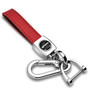 Ford F-150 2015 up Logo in Black on Genuine Red Leather Loop-Strap Chrome Hook Key Chain