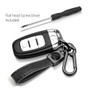 Ford Focus RS Logo in Black on Black Leather Loop-Strap Dark Gunmetal Hook Key Chain