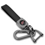 Ford ST Logo in Black on Black Leather Loop-Strap Dark Gunmetal Hook Key Chain