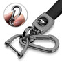 Ford Mustang Logo in Black on Black Leather Loop-Strap Dark Gunmetal Hook Key Chain