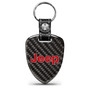 Jeep in Red Real Black Carbon Fiber Large Shield-Style Key Chain