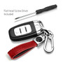 Jeep Logo in Black on Genuine Red Leather Loop-Strap Chrome Hook Key Chain