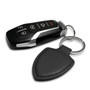 Jeep Grill Logo Soft Real Black Leather Shield-Style Key Chain