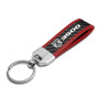 RAM 3500 Logo Real Carbon Fiber Strap with Red Leather Stitching Edge Key Chain