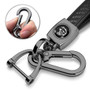 Dodge SRT Hellcat Logo in Black on Real Carbon Fiber Loop-Strap Dark Gunmetal Hook Key Chain