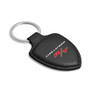 Dodge Challenger R/T Soft Real Black Leather Shield-Style Key Chain