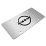 Nissan New 3D Logo on Nissan Pattern Silver Aluminum License Plate