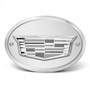 Cadillac 3D Crest Logo in Silver on Brush Plate Oval Billet Aluminum 2-inch Tow Hitch Cover