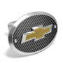 Chevrolet 3D Gold Logo on Carbon Fiber Look Plate Oval Billet Aluminum 2-inch Tow Hitch Cover