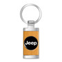 Jeep Roundel Logo in Black on Maple Wood Chrome Metal Trim Key Chain