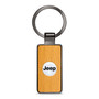 Jeep Roundel Logo in White on Maple Wood Gray Gunmetal Metal Case Key Chain