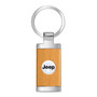 Jeep Roundel Logo in White on Maple Wood Chrome Metal Trim Key Chain