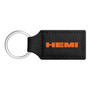 HEMI Logo Rectangular Black Leatherette Key Chain