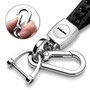 HEMI Logo in White Braided Rope Style Genuine Leather Chrome Hook Key Chain