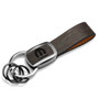 Mopar Black Nickel with Brown Leather Stripe Key Chain