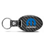 Mopar Real Carbon Fiber Large Oval Shape with Black Leather Strap Key Chain