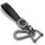 Mopar Logo in Black on Real Carbon Fiber Loop-Strap Dark Gunmetal Hook Key Chain