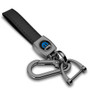Mopar Logo in Black on Black Leather Loop-Strap Dark Gunmetal Hook Key Chain