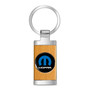 Mopar Roundel Logo in Black on Maple Wood Chrome Metal Trim Key Chain