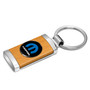 Mopar Roundel Logo in Black on Maple Wood Chrome Metal Trim Key Chain