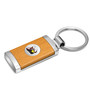 Dodge Scat-Pack Roundel Logo in White on Maple Wood Chrome Metal Trim Key Chain