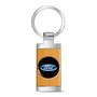 Ford Roundel Logo in Black on Maple Wood Chrome Metal Trim Key Chain