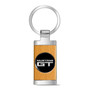Ford Mustang GT Roundel Logo in Black on Maple Wood Chrome Metal Trim Key Chain