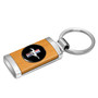 Ford Mustang Tri-Bar Roundel Logo in Black on Maple Wood Chrome Metal Trim Key Chain