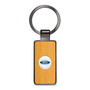 Ford Roundel Logo in White on Maple Wood Gray Gunmetal Metal Case Key Chain