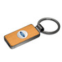 Ford Roundel Logo in White on Maple Wood Gray Gunmetal Metal Case Key Chain