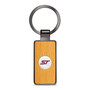 Ford ST Roundel Logo in White on Maple Wood Gray Gunmetal Metal Case Key Chain