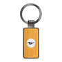 Ford Mustang Roundel Logo in White on Maple Wood Gray Gunmetal Metal Case Key Chain