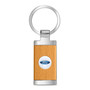 Ford Roundel Logo in White on Maple Wood Chrome Metal Trim Key Chain