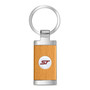 Ford ST Roundel Logo in White on Maple Wood Chrome Metal Trim Key Chain