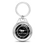 Ford Mustang Real Black Carbon Fiber Chrome Roundel Metal Case Key Chain