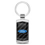 Ford Logo Real Black Carbon Fiber Chrome Metal Case Key Chain