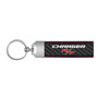 Dodge Charger R/T Real Black Carbon Fiber Loop Strap Key Chain with Red Stitching