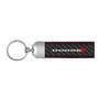 Dodge Real Black Carbon Fiber Loop Strap Key Chain with Red Stitching