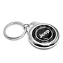 Jeep Real Black Carbon Fiber Chrome Roundel Metal Case Key Chain