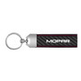 Mopar Logo Real Black Carbon Fiber Loop Strap Key Chain with Red Stitching