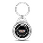 Cadillac Crest Logo Real Black Carbon Fiber Chrome Roundel Metal Case Key Chain