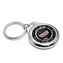 Cadillac Crest Logo Real Black Carbon Fiber Chrome Roundel Metal Case Key Chain