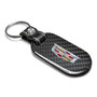 Cadillac Crest Logo Real Black Carbon Fiber Tag Style Key Chain