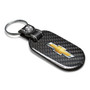 Chevrolet Golden Logo Real Black Carbon Fiber Tag Style Key Chain