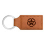 Jeep Willys Star Logo Rectangular Brown Leather Key Chain