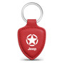 Jeep Willys Star Logo Soft Real Red Leather Shield-Style Key Chain