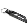 Jeep Willys Star Logo Real Carbon Fiber Blade Style with Black Leather Strap Key Chain