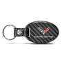 Chevrolet Corvette C7 Black Real Carbon Fiber Oval Shape with Black Leather Strap Key Chain